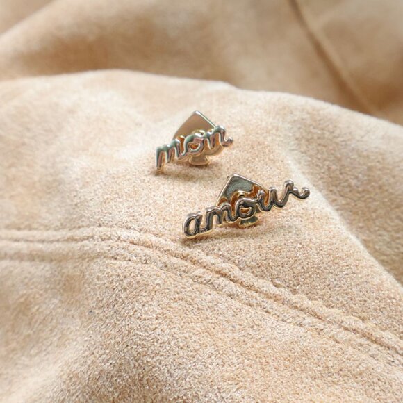 Kate Spade - True Love Mon Amour - Gold stud earrings - Picture 1 of 2